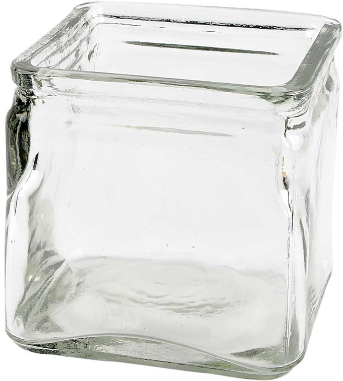 Vierkant glas, H: 10 cm, afm 10x10 cm, 12 stuk/ 1 doos