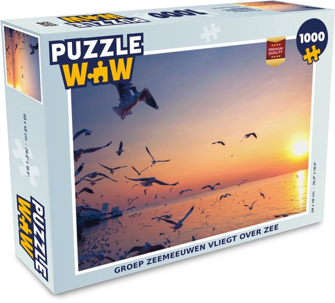 Puzzel Meeuwen - Zee - Zonsondergang - Legpuzzel - Puzzel 1000 stukjes volwassenen