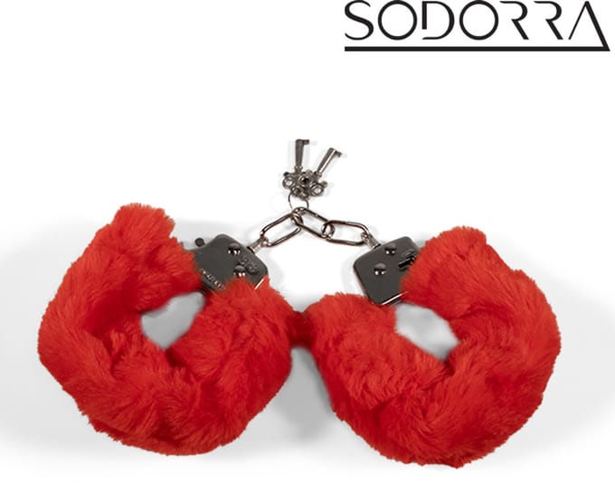 Sodorra - Fluff Cuffs Rood - Stevige stalen handboeien - Zacht pluche