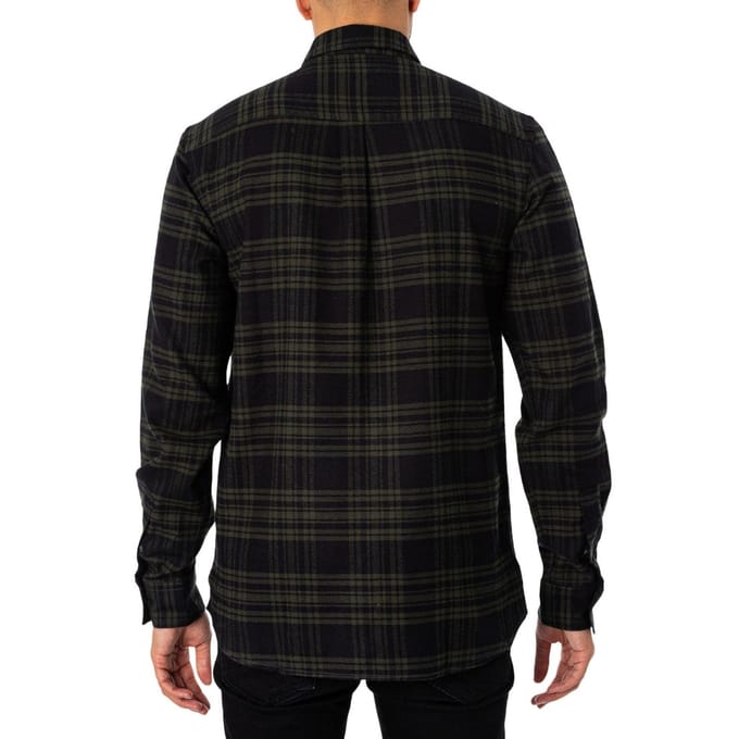 Lyle & Scott bergmosgroen geruit flanellen overhemd met lange mouwen