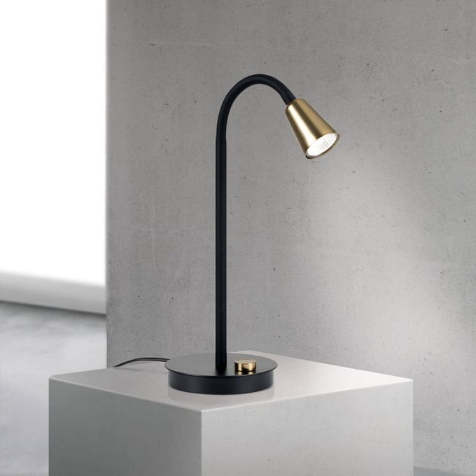 ORION Tafellamp Dotty, messing, hoogte 45 cm, voet, dimmer, GU10