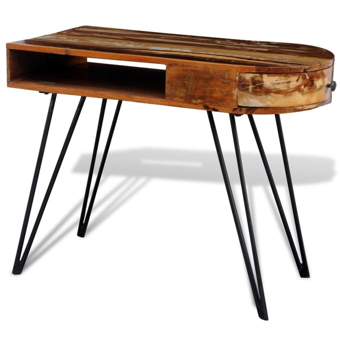 vidaXL - Bureau - met - ijzeren - poten - massief - gerecycled - hout