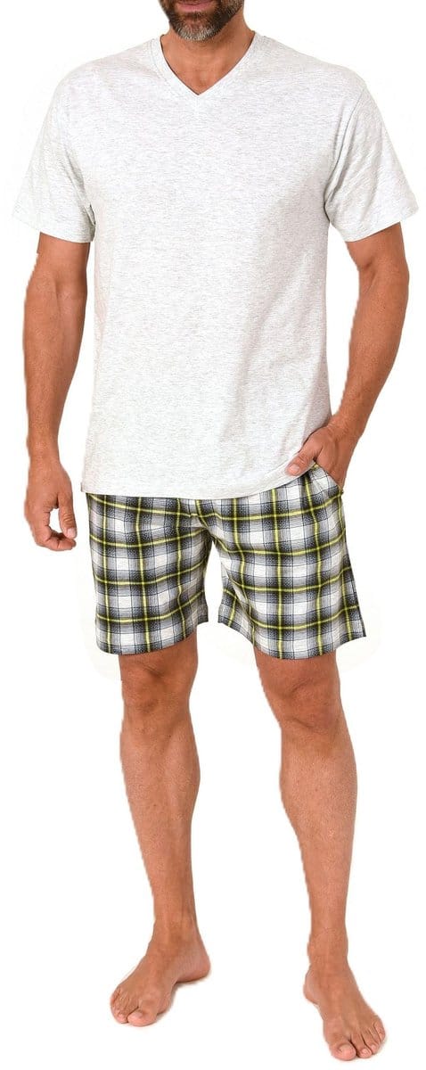 Normann herenpyjamashort met korte mouwen in geruite look - ook in grote maten