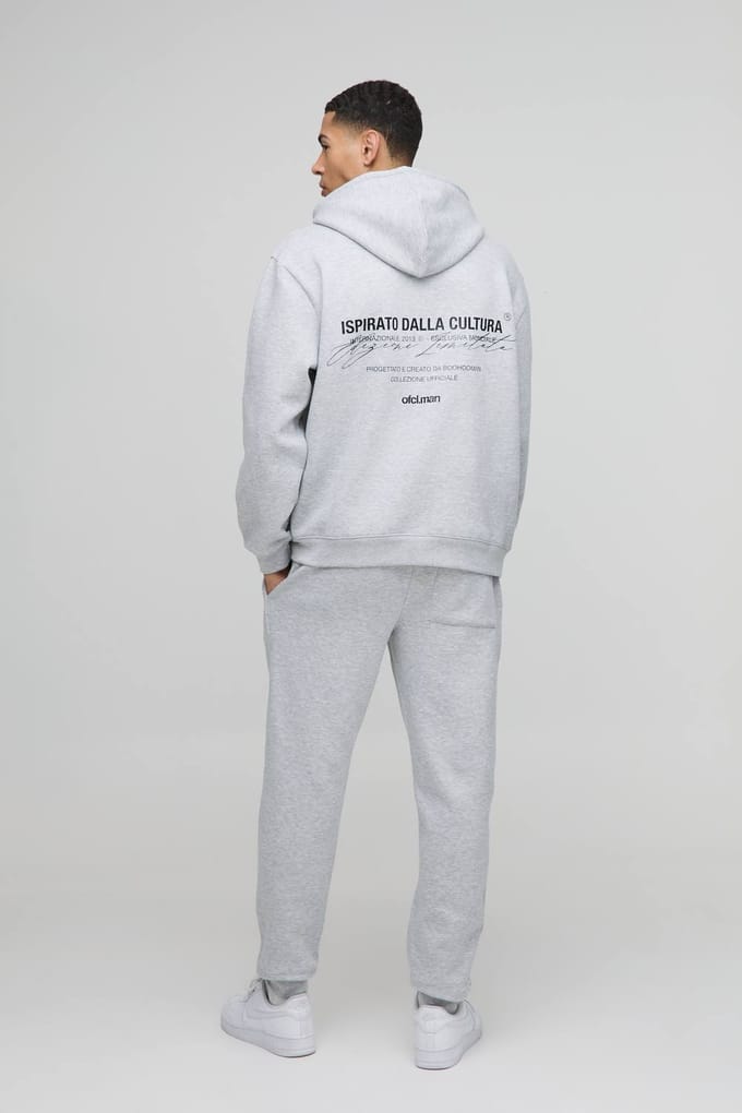Oversized Ofcl Men's Hooded Trainingspak | Grey Marl | Size Medium
