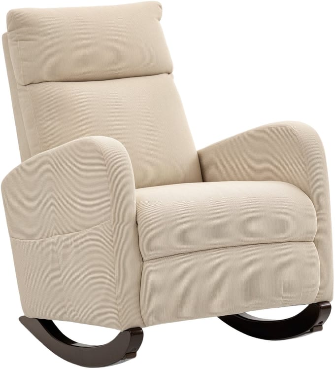 HOMCOM Schommelstoel-Polyester-94L x 67B x 105H cm-Beige