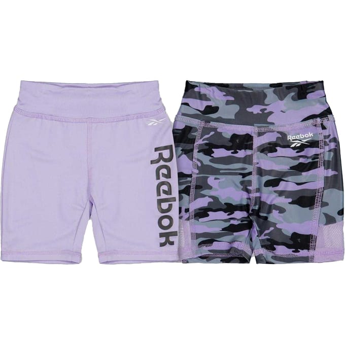 Reebok Camouflage Slim Shorts voor meisjes (Set van 2) (Lavendel)