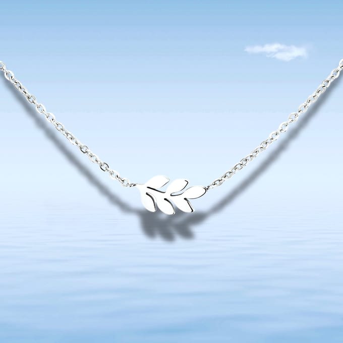 Collier - ketting - staal - lengte 45 cm - blad