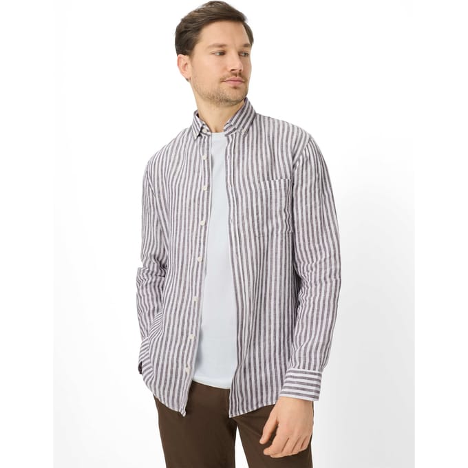 Brax Heren Overhemd  Style DANIEL chocolate, donkerbruin, maat XXXL