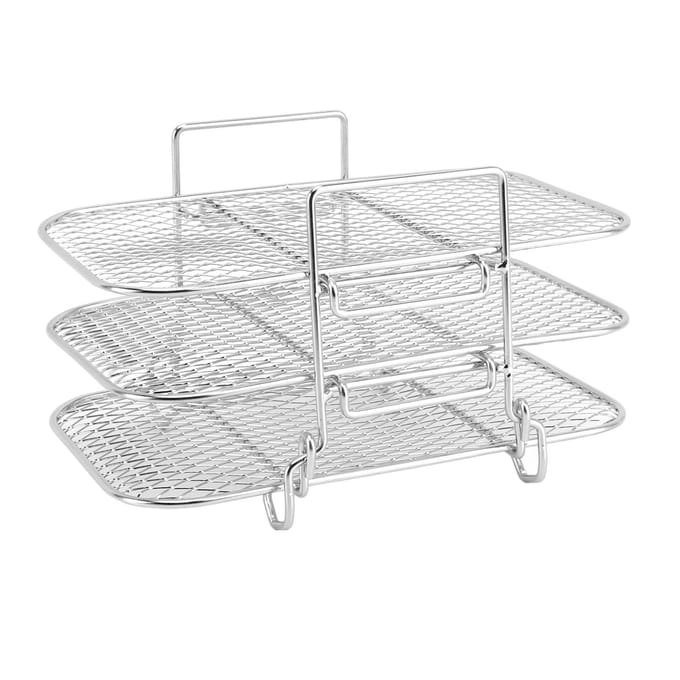 Frituurrek 3-laags ontwerp Grillrek Roestvrij staal Dehydratorrek Accessoires Gelijkmatige verwarming L white