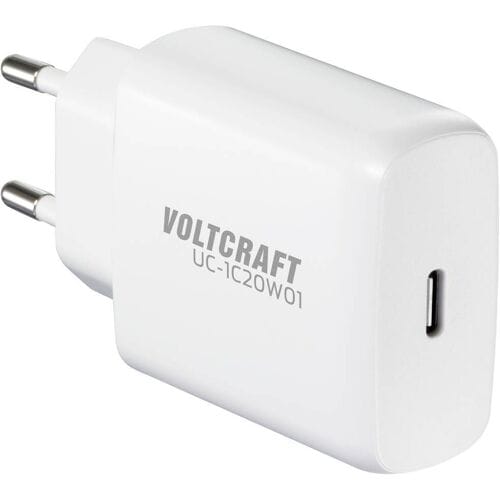 VOLTCRAFT UC-1C20W01 USB-oplader 20 W 1x USB-C Fast Charge, USB PD 3.0 Wit Binnen GaN