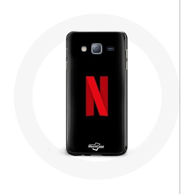 Coque - Netflix - Samsung Galaxy J3 2016 - Logo rouge - Protection - Rigide noir