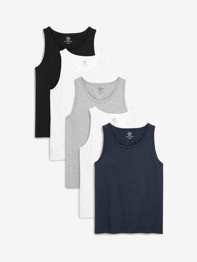 Next - Heren - Set van 5 100% katoenen hemden met laagjes - Wit
