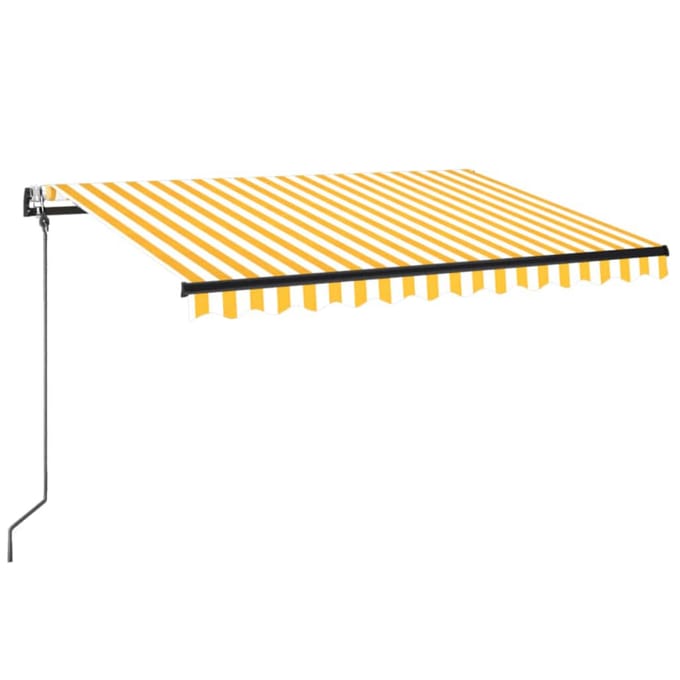 vidaXL - Uitschuifbare - luifel - Geel - en - Wit - 350 - x - 250 - cm - Polyester