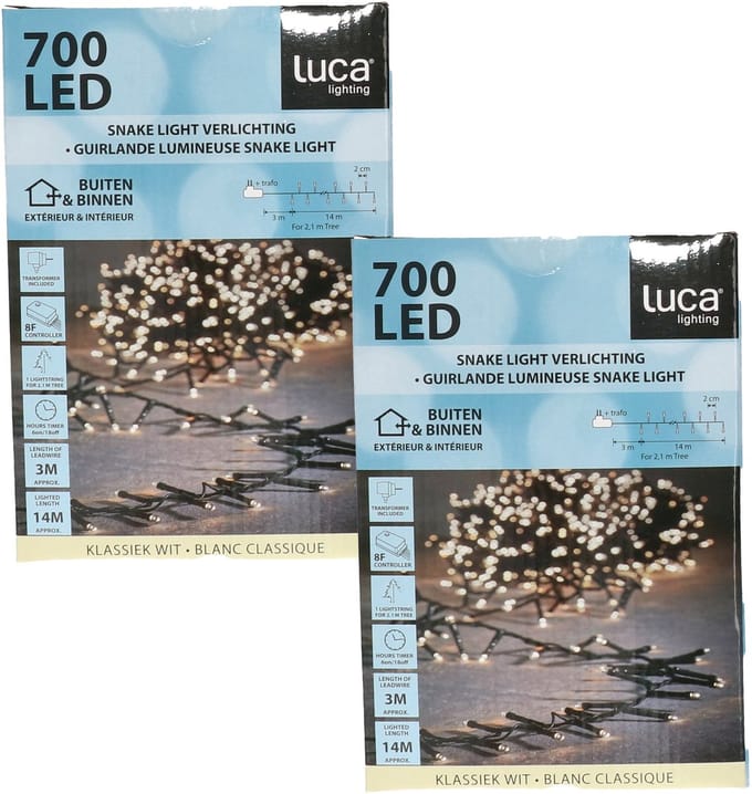 Luca Lighting Clusterverlichting- 2x - 700 led lampjes - helder wit - 14 meter - kerstverlichting -lichtsnoer