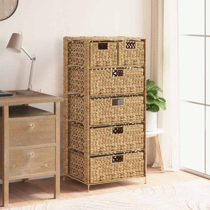 vidaXL - Opbergset - met - 6 - manden - 47x37x100 - cm - waterhyacint