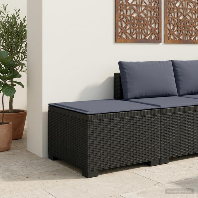 vidaXL - Eén-zits - Tuin - Sofa - met - Kussen - Rieten - Look - PP - Antraciet