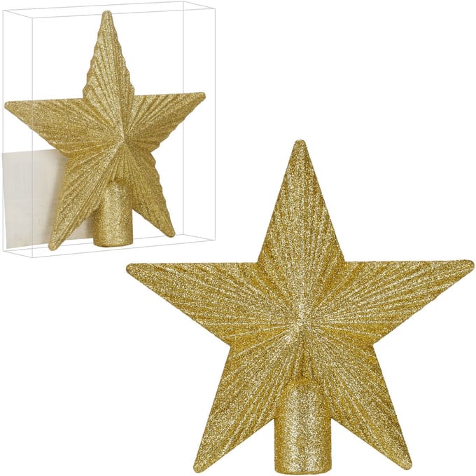 Springos Kerstboom Piek | Ster | 21 cm | Goud | Glitter