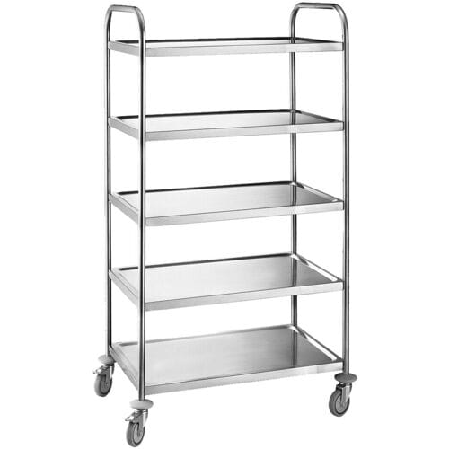 GGM Gastro Servierwagen - 845x525mm - mit 5 Abstellflächen Zilver