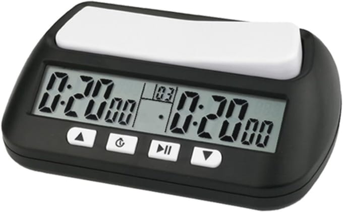 Digitale Schaakklok - Schaaktimer Multifunctioneel - Strategische Spel Timer - Bonus En Vertraging - 14 x 8.8 cm - Zwart Geel