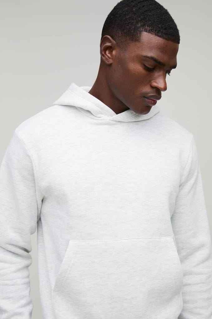 Essential Boxy Over the Head Hoodie | Grey Marl | Size Medium