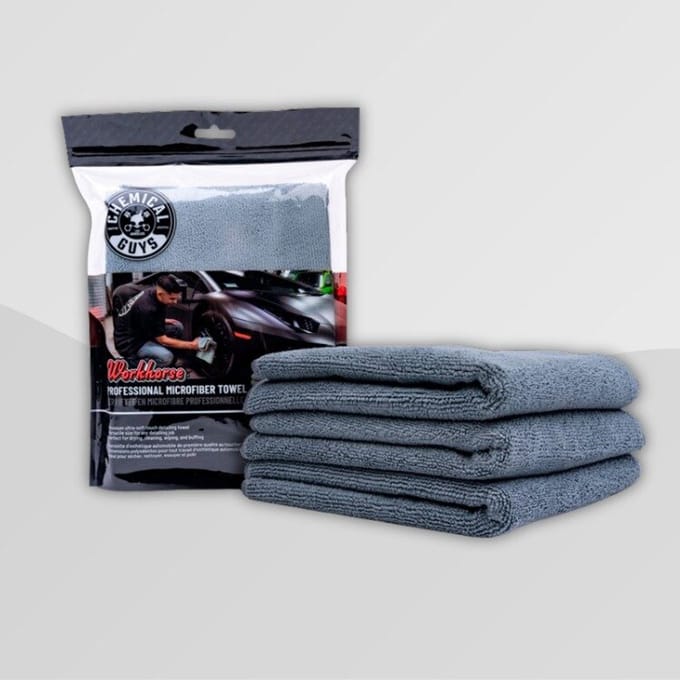 Chemical Guys Workhorse Professional Grade Microfiber Towel - Gray 16x16'' (3 Pack)