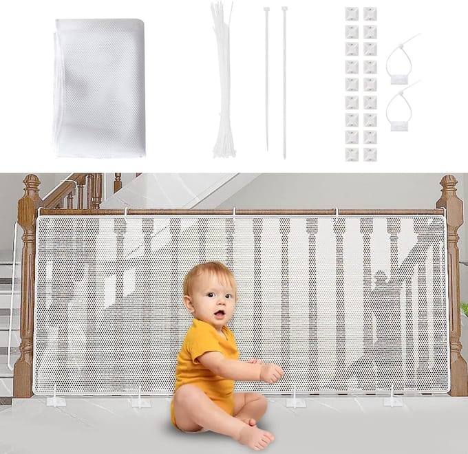 Veiligheidsnet voor kinderen - Veiligheid - 1 stuk - Wit - Mesh - 300 x 90 cm