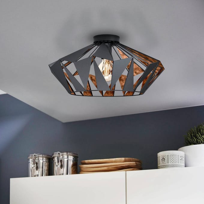 EGLO Carlton 6 Plafondlamp - E27 - Ø 47 cm - Zwart/Koper