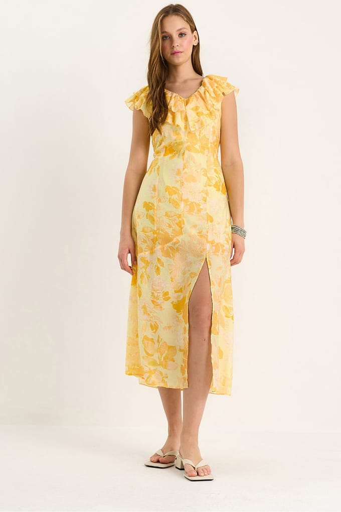 Midi-jurk met Rimpel Detail