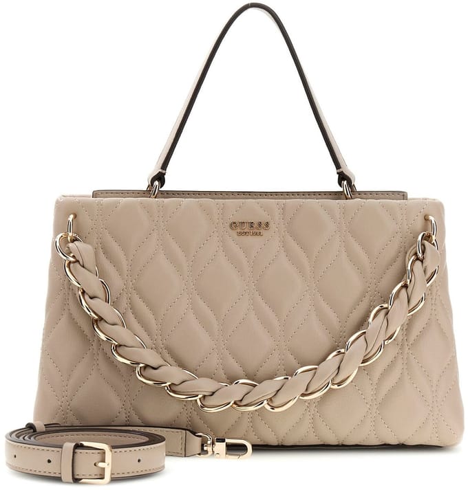 GUESS schoudertas handtas Maxine 2 Comp. Satchel Light Taupe
