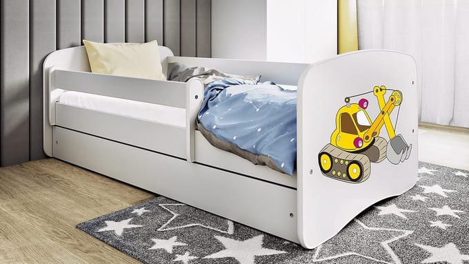 Kindereenpersoonsbed met Lattenbodem, Matras en Lade - Verschillende Maten Wit