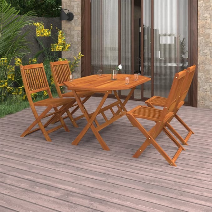 vidaXL - 5-delige - Tuinset - massief - acaciahout