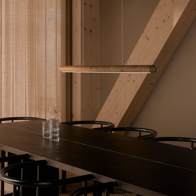 DFTP by Nordlux LED hanglamp Akeno, hout, metaal, dimbaar, 3.000 K