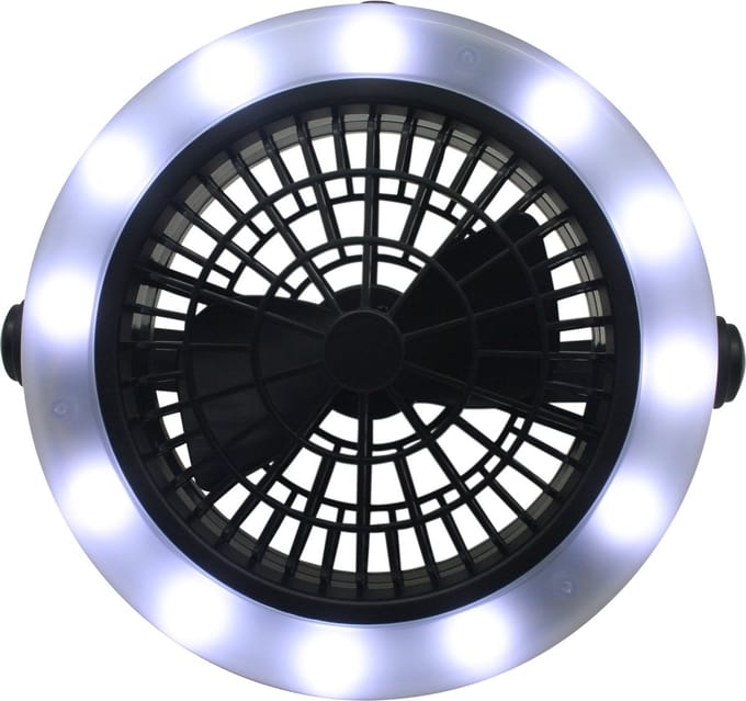Benson Multifunctionele ventilator met LED verlichting - 3 standen - Werkt op batterijen - Ø 18 cm