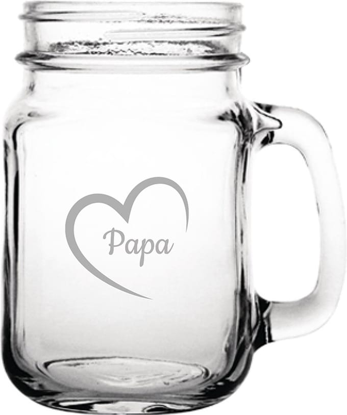 Gegraveerde Drinkglas 45cl Papa met hartje