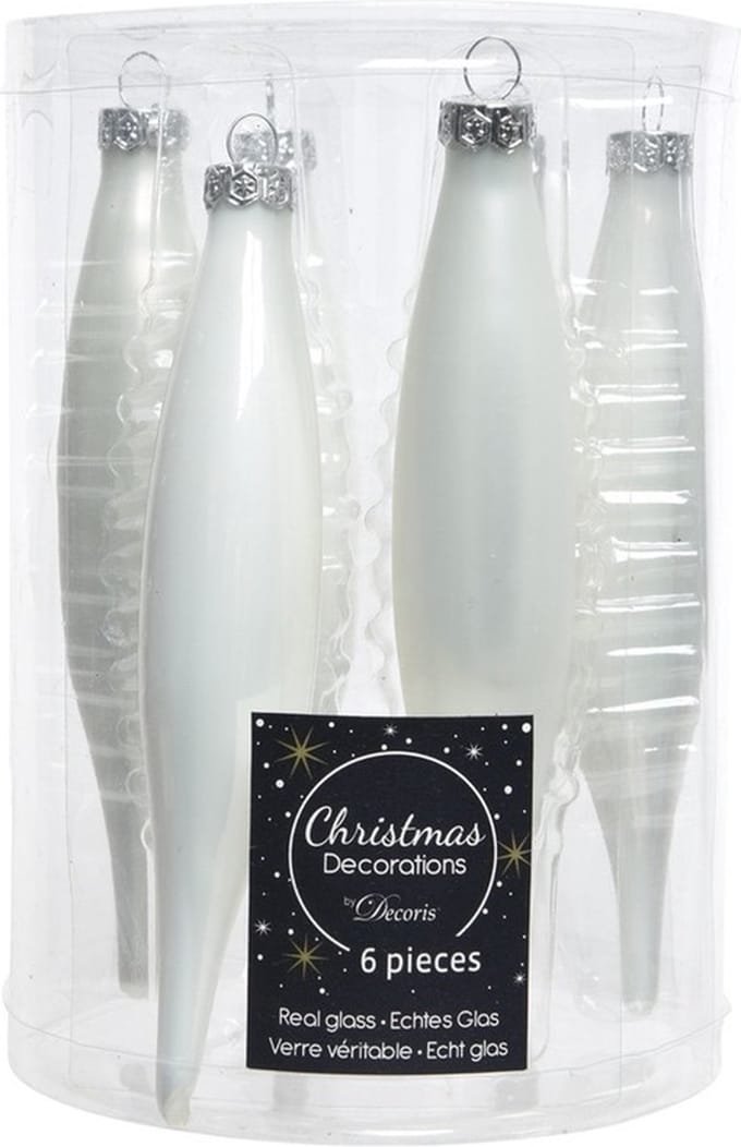 Witte kerstballen pegels glas 15 cm