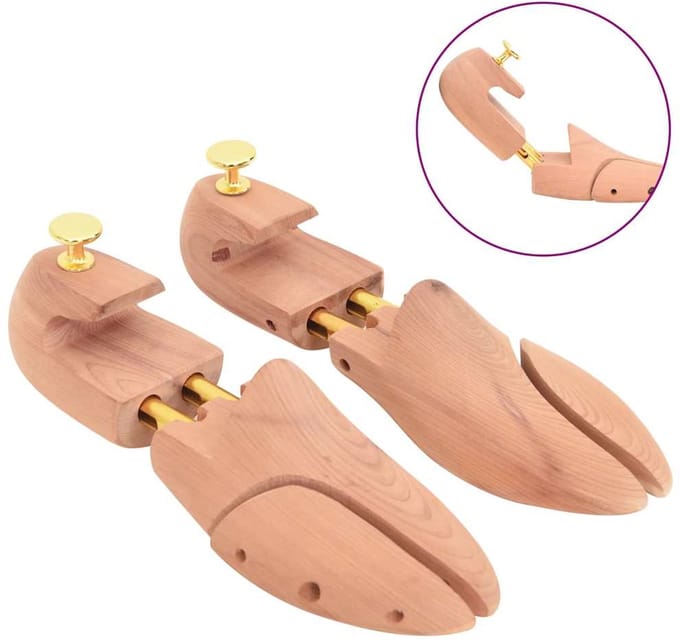 vidaXL - Schoenspanner - met - schoenlepel - EU - 40-41 - massief - cederhout