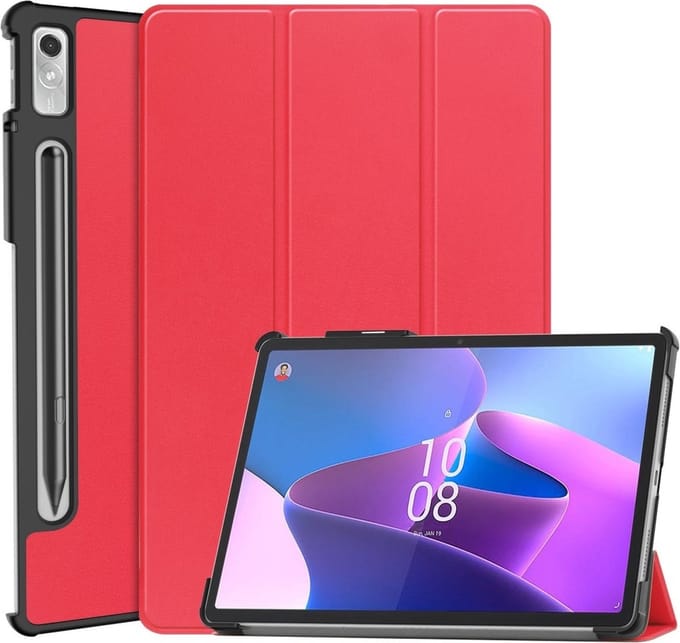Lunso - Geschikt voor Lenovo Tab P11 Pro Gen 2 (2e generatie) - Tri-Fold Bookcase hoes - Rood