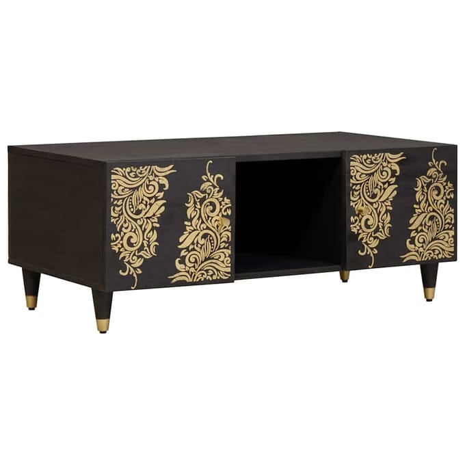 vidaXL - Salontafel - Zwart - 100 - x - 54 - x - 40 - cm - Massief - Mango - Hout