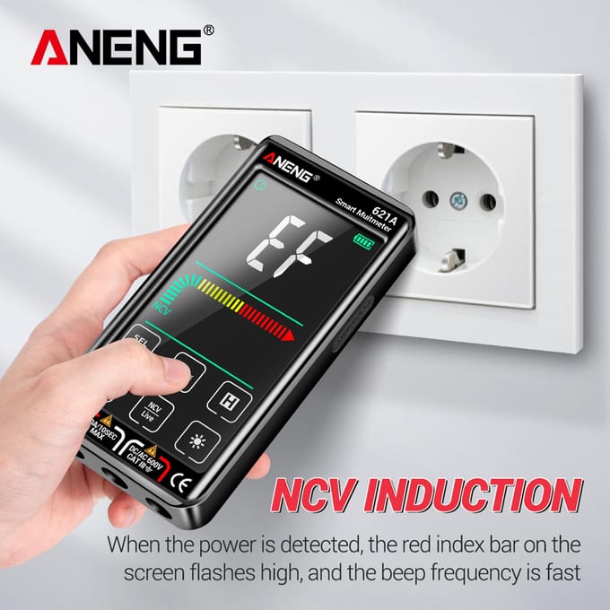 ANENG 621A Touchscreen Intelligente Digitale Multimeter 9999 Tellingen Automatisch Bereik Oplaadbaar Draagbaar