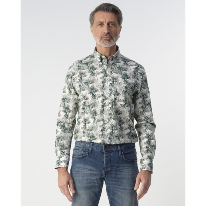 Campbell Casual Overhemd Donkergroen Heren