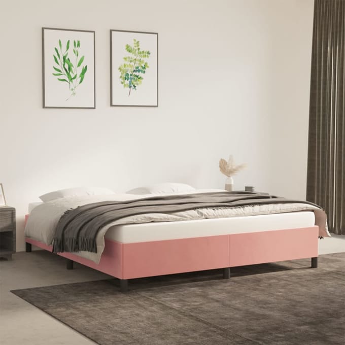 vidaXL - Bedframe - fluweel - roze - 180x200 - cm