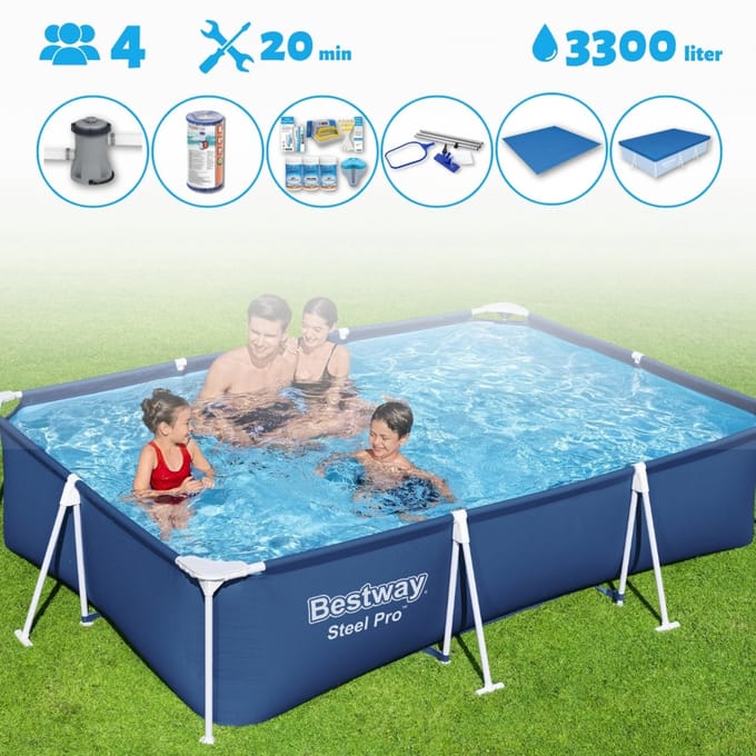 Bestway Zwembad - Rechthoekig - 300 x 201 x 66 cm - Blauw