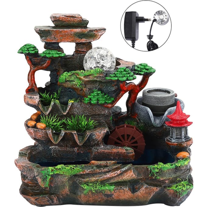 Unieke Hars Desktop Waterfontein Landschapsdecoratie Huisornament met VerstuivingseffectEU black