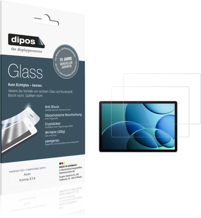 dipos – 2x Pantserfolie geschikt voor Acer Iconia X14 | 9H Screenprotector