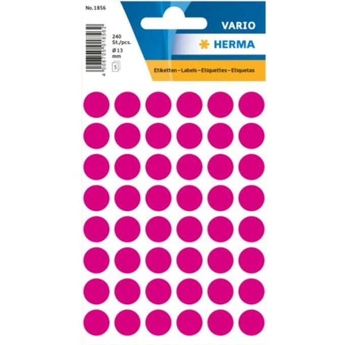 Etiket herma 1856 rond 13mm roze 240 etiketten
