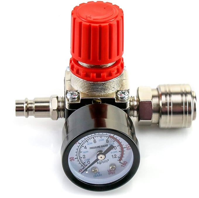 Ynkkvre – Drukregelaar – 1/4" Luchtcompressor – Vierwegklep – Drukregelventiel – Aansluiting 140 PSI / 12 Bar