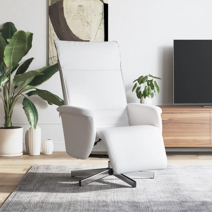 vidaXL - Fauteuil - verstelbaar - met - voetensteun - kunstleer - wit