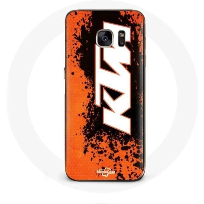 Coque - KTM - Galaxy S7 - Logo blanc - Fond orange - Protection rigide blanc