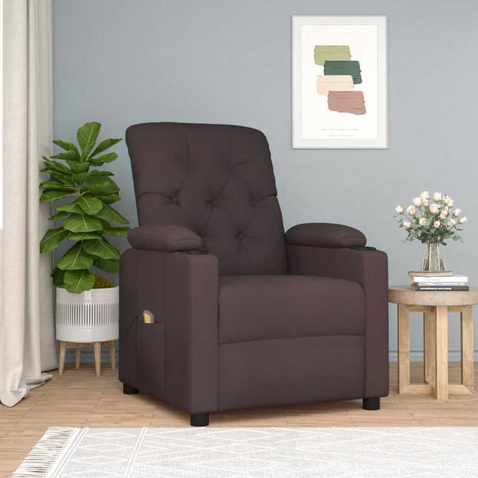 vidaXL Massagestoel stof donkerbruin
