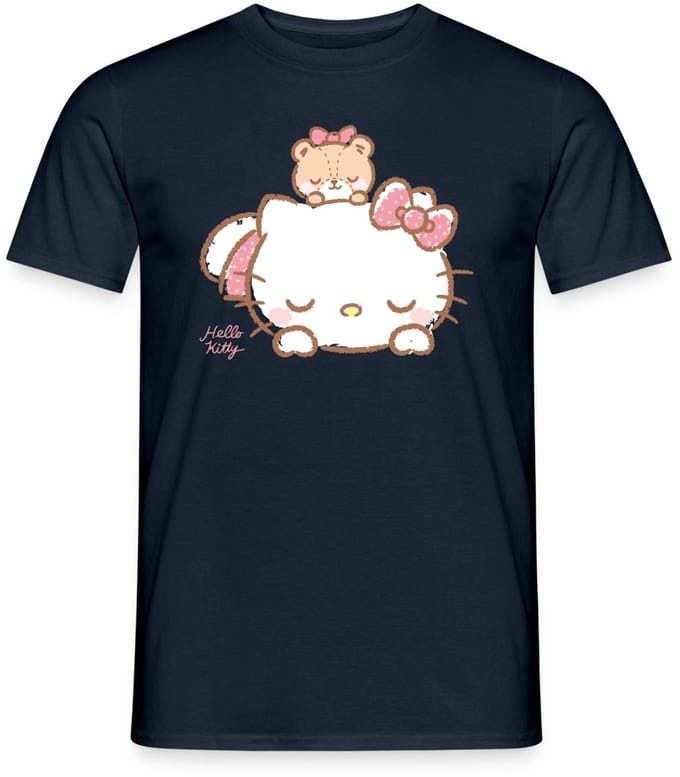 Hello Kitty Met Teddy Op Haar Rug T-Shirt Heren